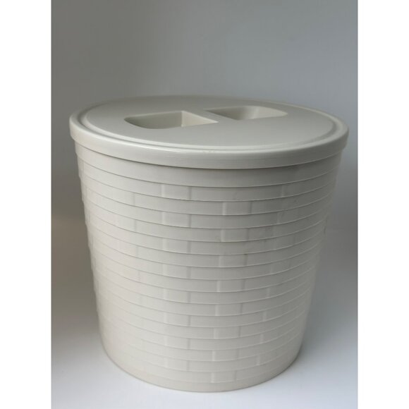 VTG Longaberger Ice Bucket Insert w/ Lid 7.25" Cream Plastic Insulated Line - Picture 2 of 7